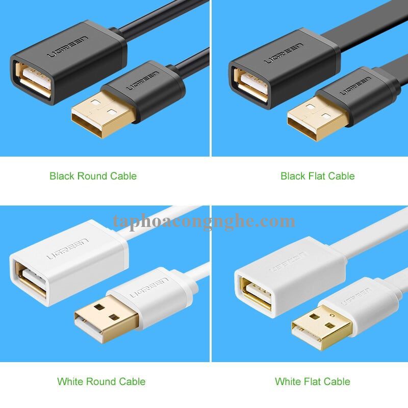 Ugreen 10884 3M màu Trắng Cáp tín hiệu nối dài USB 2.0 lõi thuần đồng US103 30010884